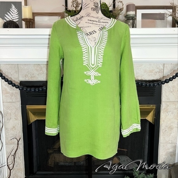 Michael By Michael Kors Lime Green Linen Tunic - Picture 1 of 13